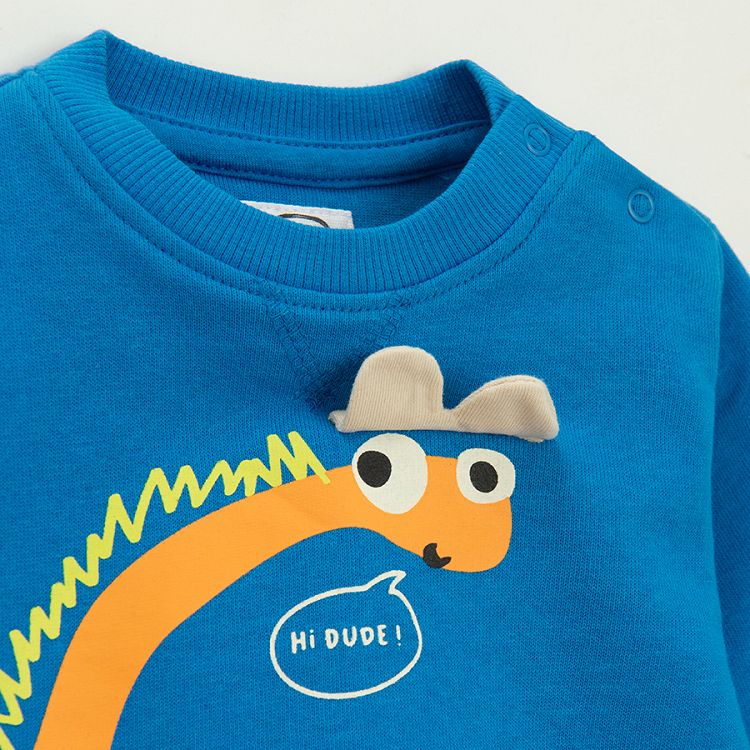 Blue sweatshirt with dinosaurs print