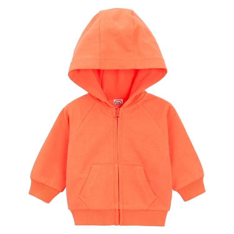 Orange zip through hooded sweatshirt