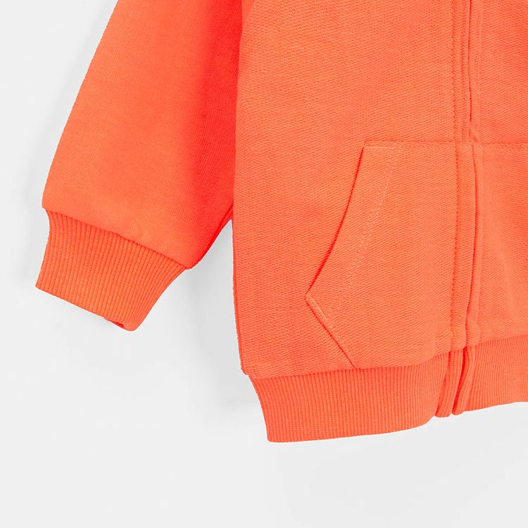 Orange zip through hooded sweatshirt