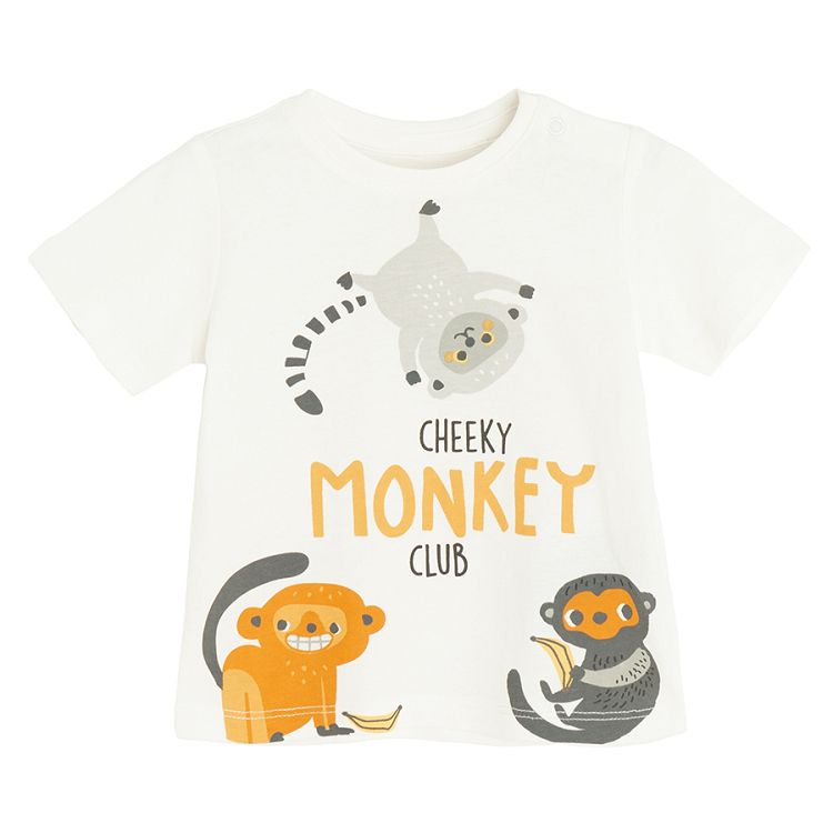 חולצה לבנה עם הדפס 'Cheeky Monkey Club'