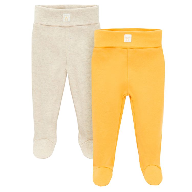 Cream and yellow footed leggins -2  pack