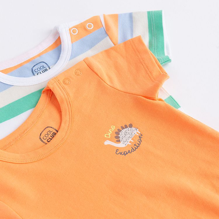 Orange and striped short sleeve bodysuits- 2 pack