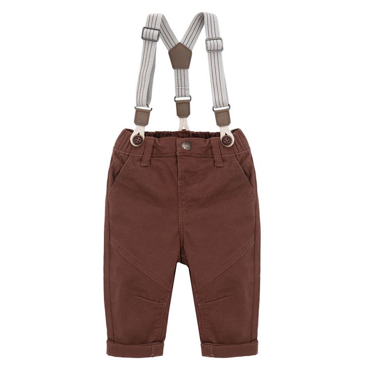 Brown pants with suspenders