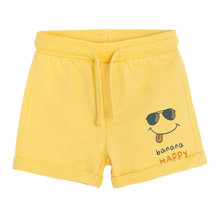 Yellow and khaki shorts with banana print and cord on the waist- 2 pack