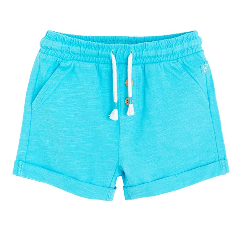 Turquoise shorts with cord and buttons