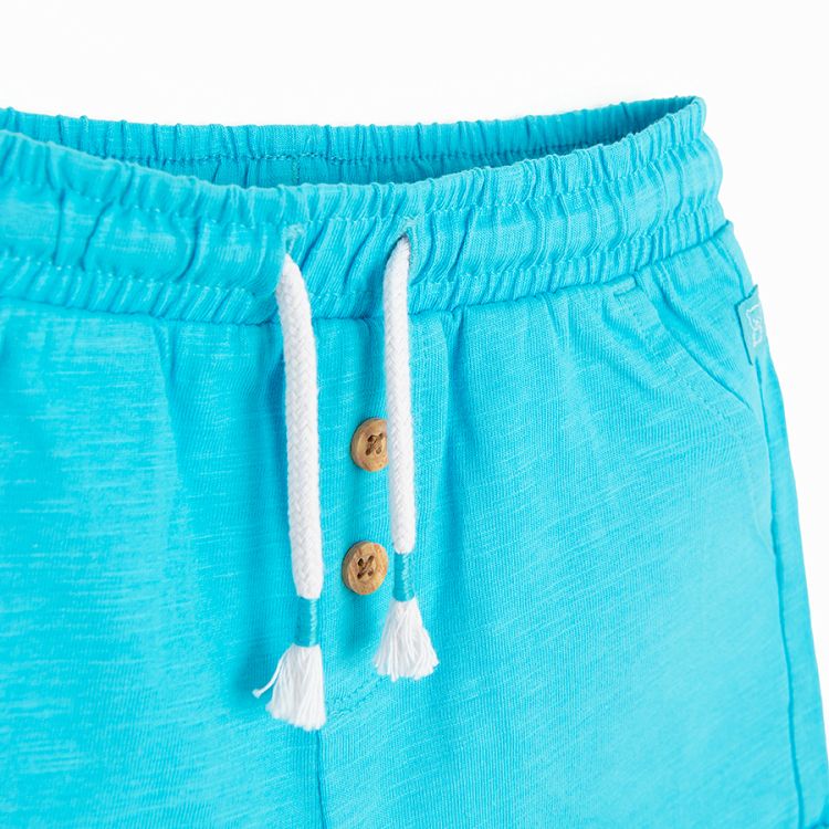 Turquoise shorts with cord and buttons