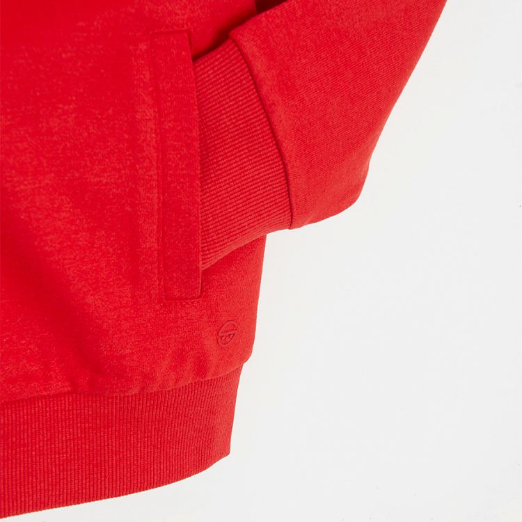 Red zip through hooded sweatshirt