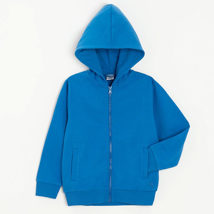 Blue zip through hooded sweatshirt