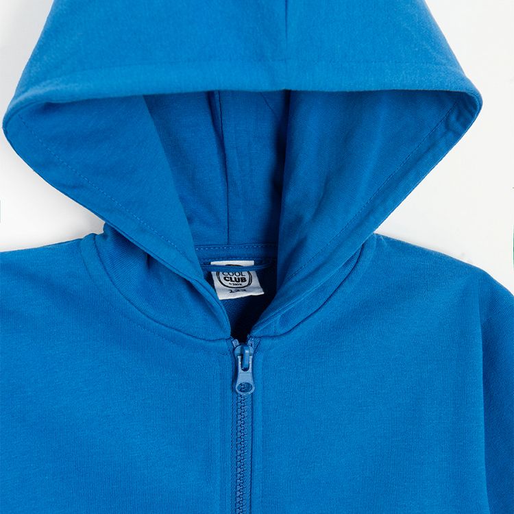 Blue zip through hooded sweatshirt