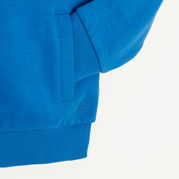 Blue zip through hooded sweatshirt