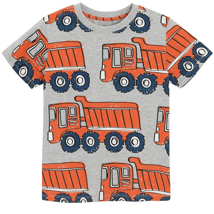 White and grey T-shirts with trucks print- 2 pack