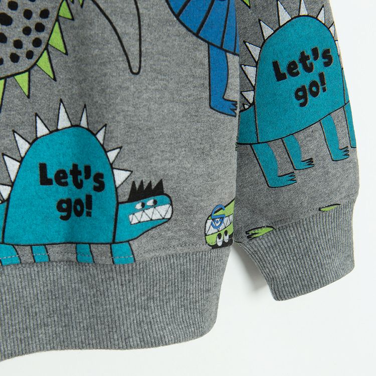 Grey sweatshirt with dinosaurs print