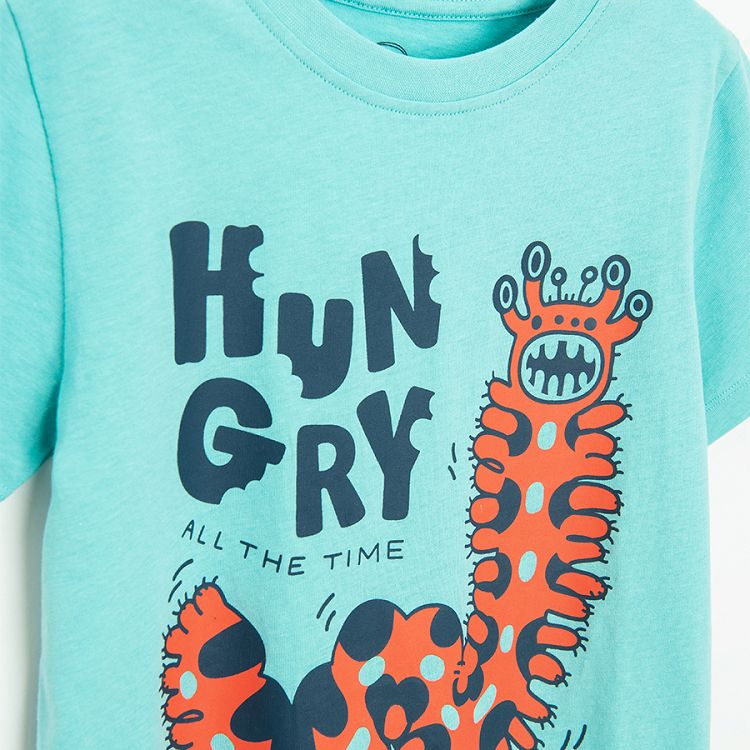 Light blue T-shirt with Hungry caterpillar print