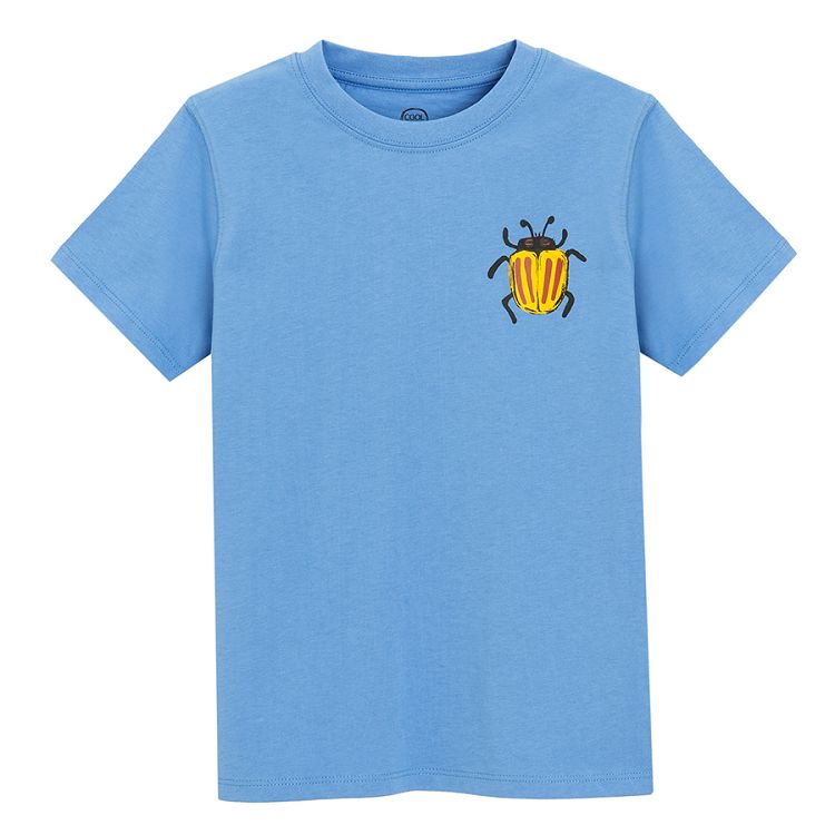 White T-shirt with insects print and blue T-shirt with beetle print - 2 pack