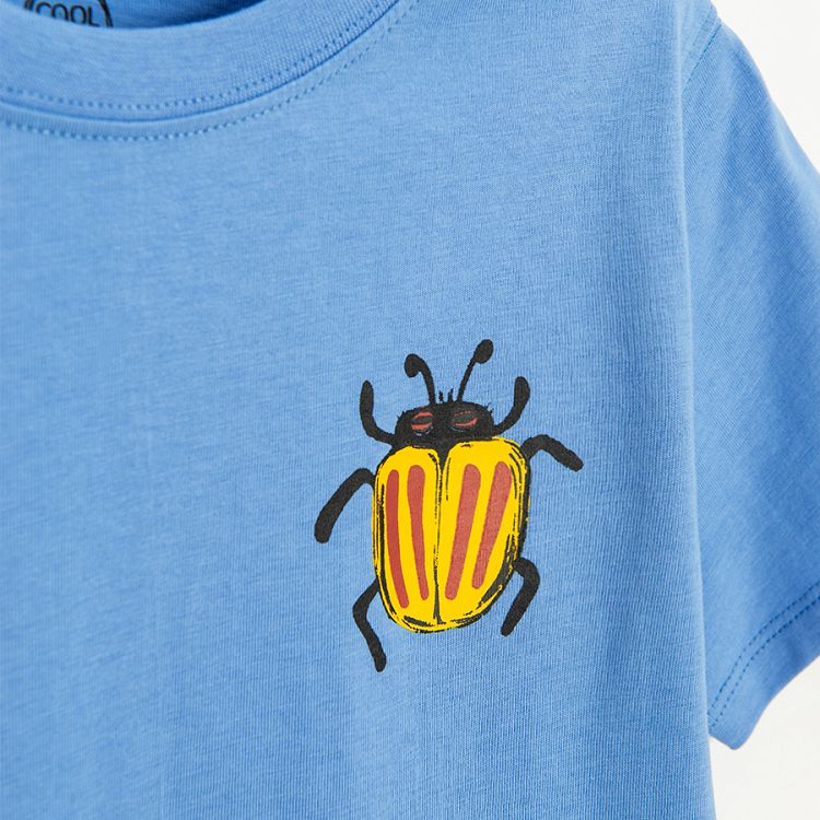 White T-shirt with insects print and blue T-shirt with beetle print - 2 pack