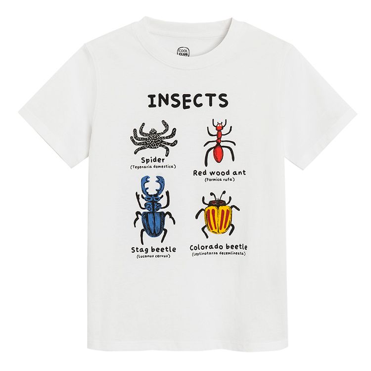 White T-shirt with insects print and blue T-shirt with beetle print - 2 pack