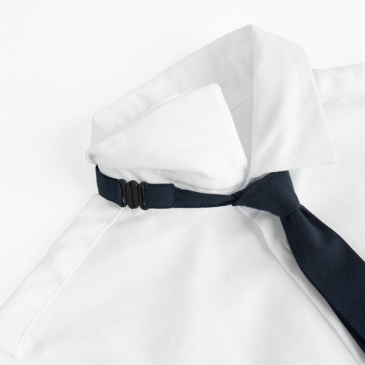 White long sleeve button down shirt with blue tie- 2 pieces