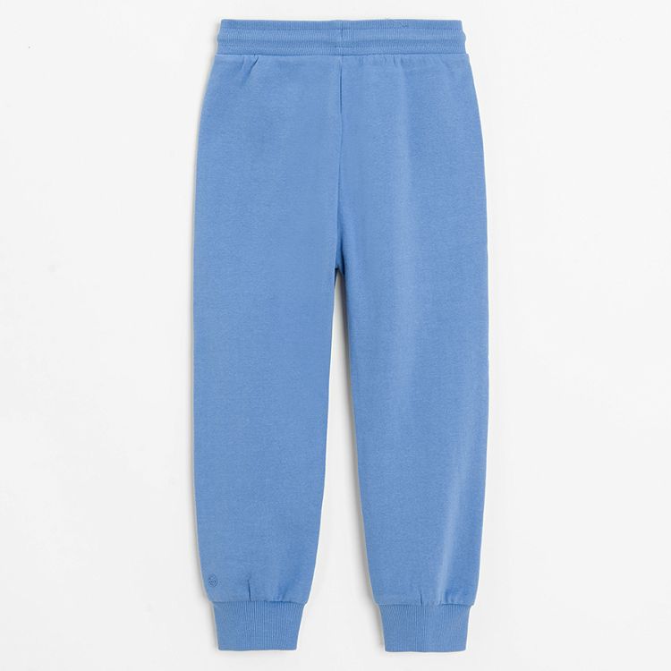 Blue and grey sweatpants with cord