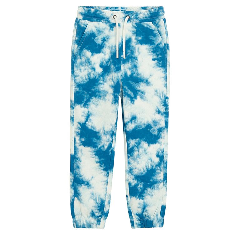 Blue tie dye jogging pants with cord