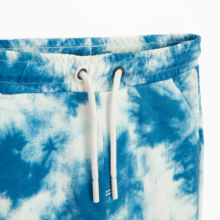 Blue tie dye jogging pants with cord