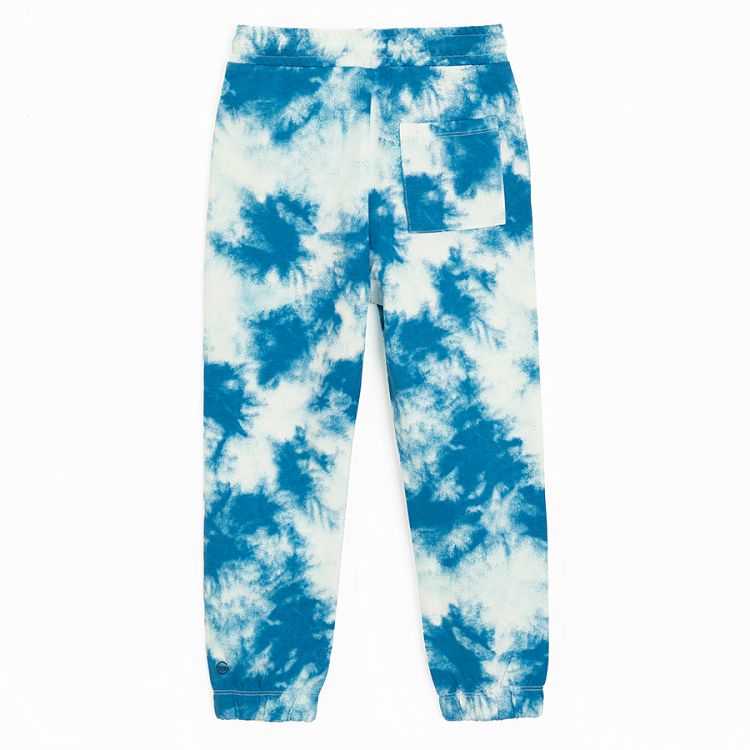 Blue tie dye jogging pants with cord