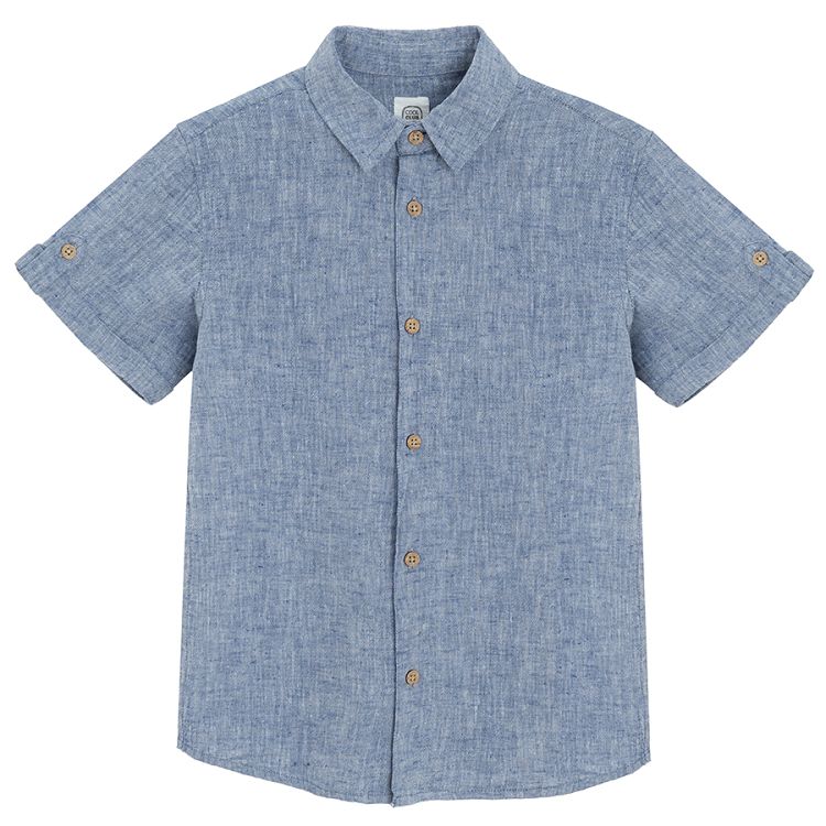 Denim short sleeve button down shirt