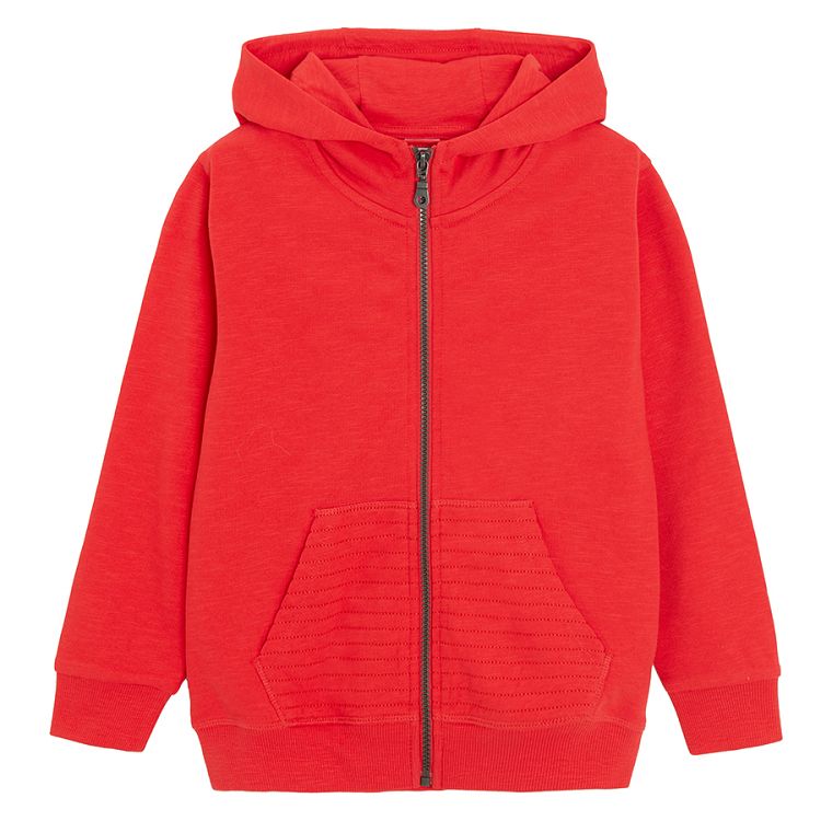 Red zip through hooded sweatshirt