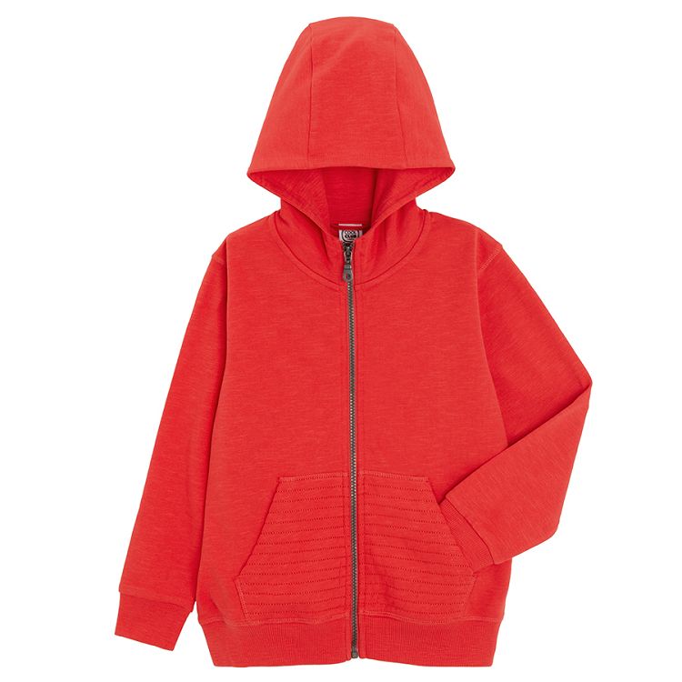 Red zip through hooded sweatshirt