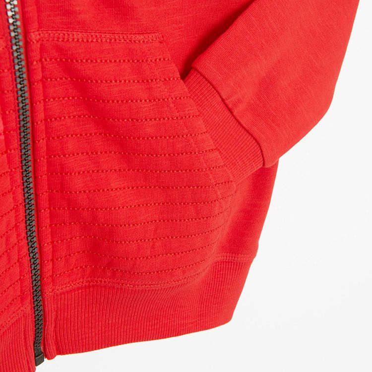 Red zip through hooded sweatshirt