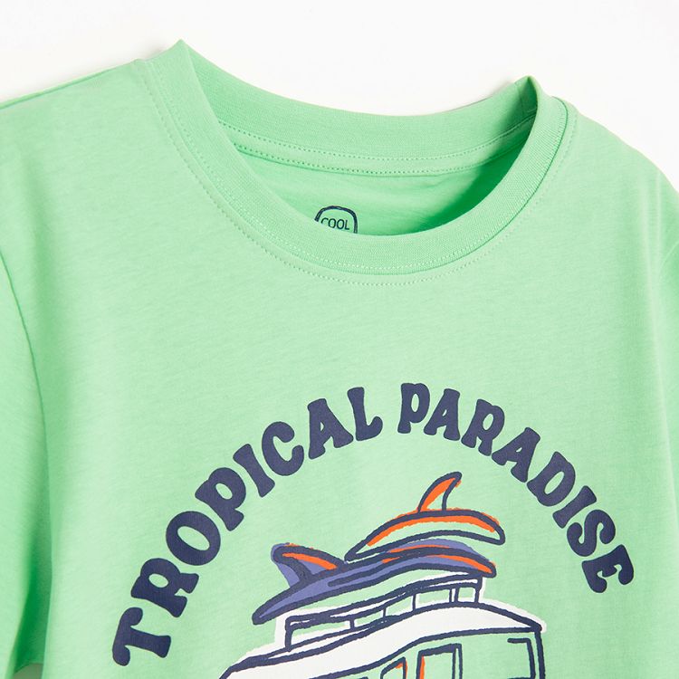 White and green T-shirts with camper print