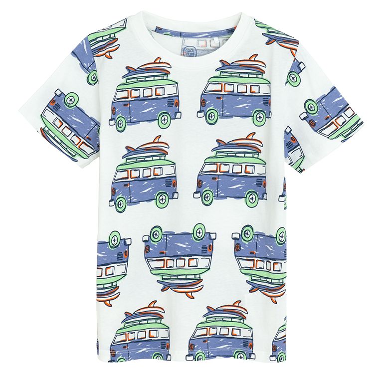 White and green T-shirts with camper print