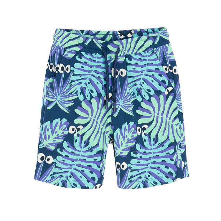 Dark blue shorts with leaves and eyes