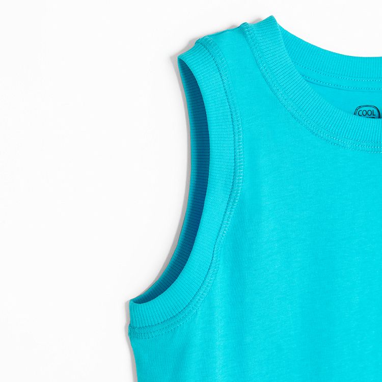 Light blue sleeveless T-shirt