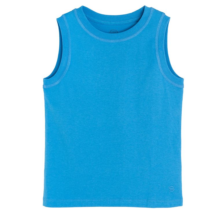 Blue sleeveless T-shirt