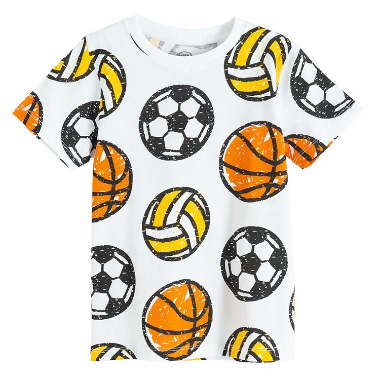 White T-shirt with balls print