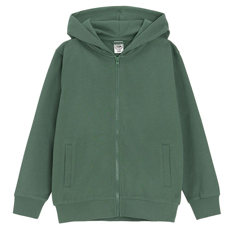 Khaki zip through hooded sweatshirt