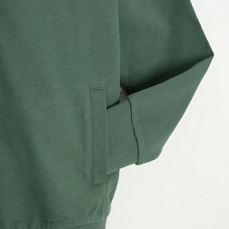 Khaki zip through hooded sweatshirt