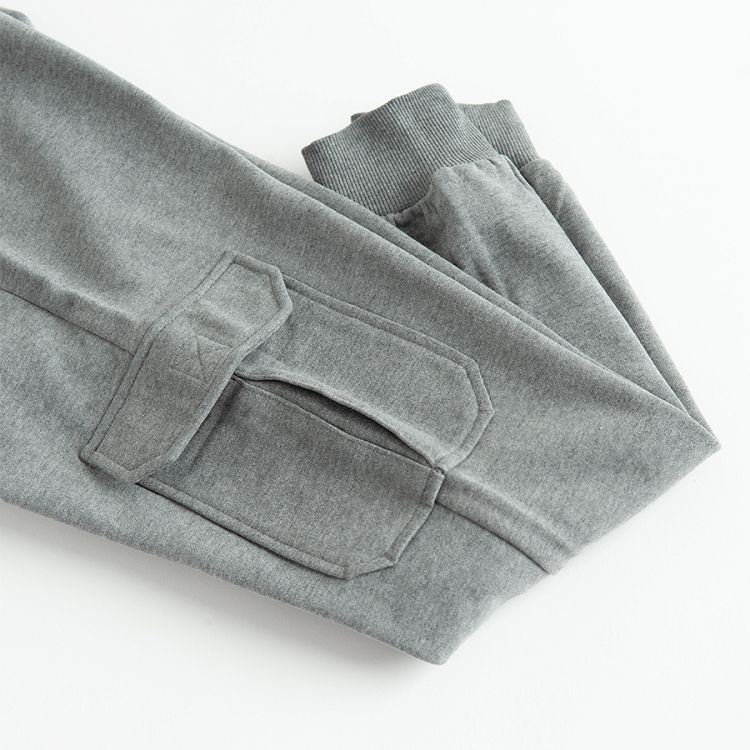 Grey cargo style sweatpants with cord