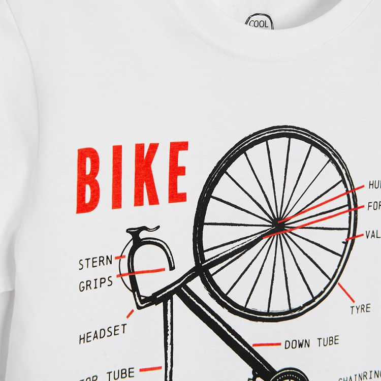 White T-shirt with bike print