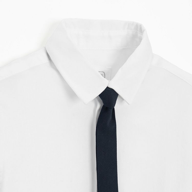 White long sleeve button down shirt with blue tie- 2 pieces