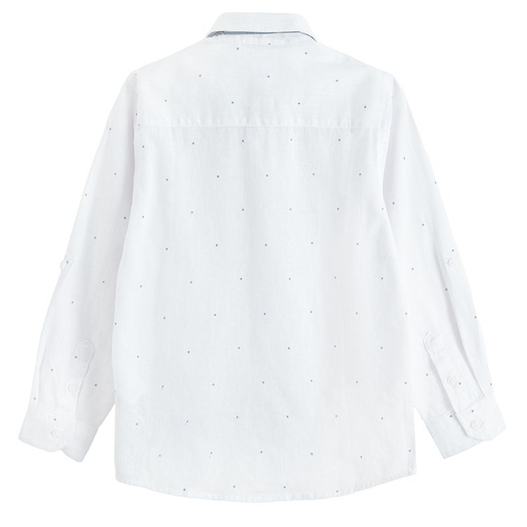 White long sleeve button down shirt with blue bow tie- 2 pieces