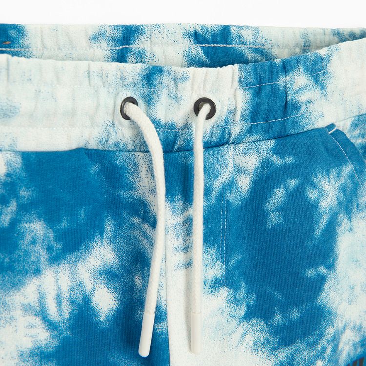 Blue tie dye jogging pants with cord