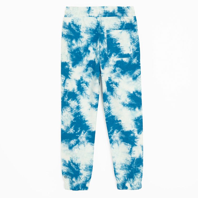 Blue tie dye jogging pants with cord