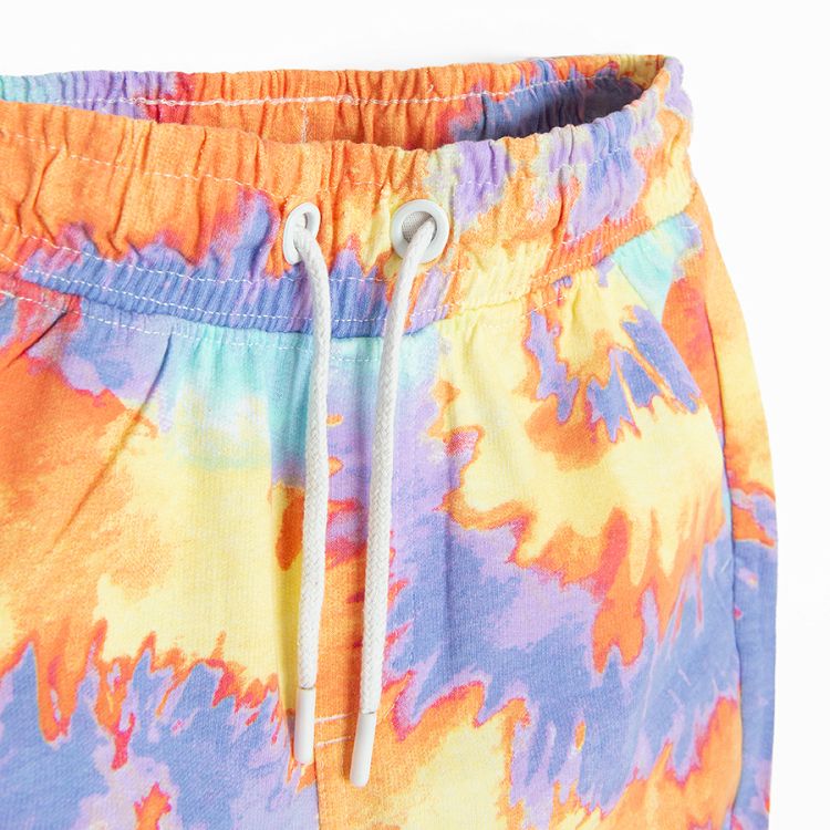 Tie dye long shorts with cord