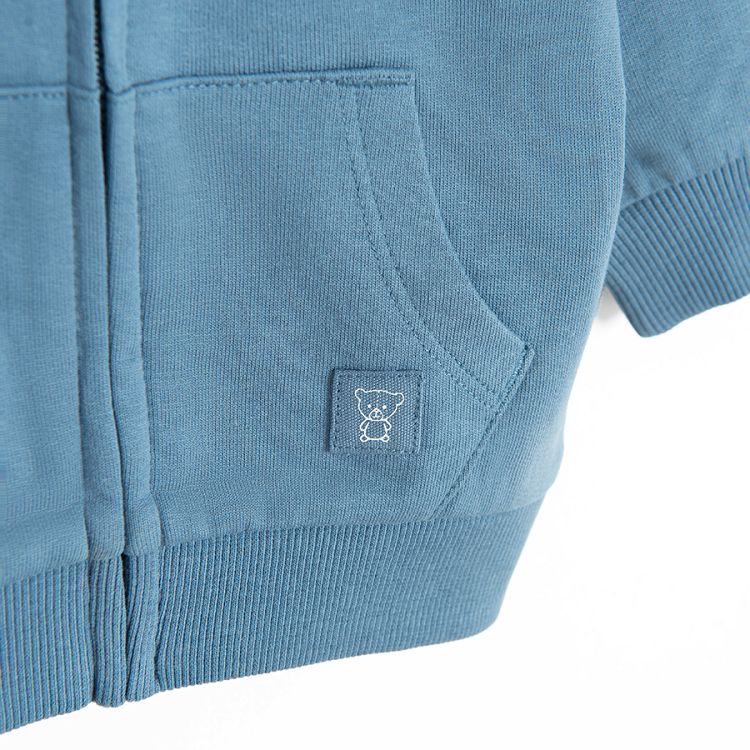 Blue hooded zip through sweatshirt