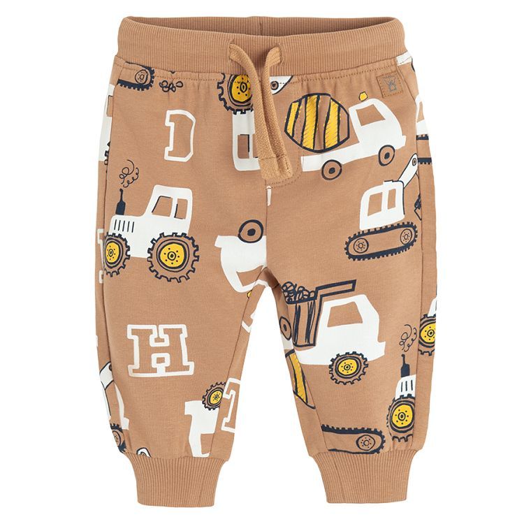 Blue and light brown with trucks print sweatpants- 2 pack