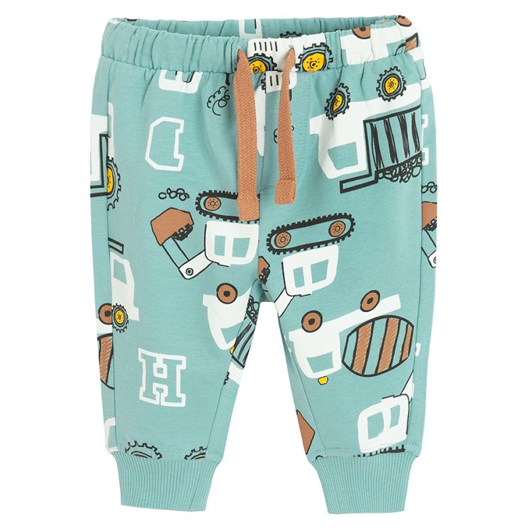 Green with trucks print sweats - 2 pieces