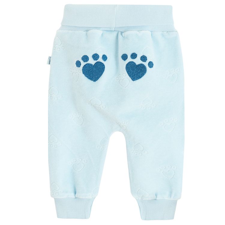 Footless light blue leggings with footprints