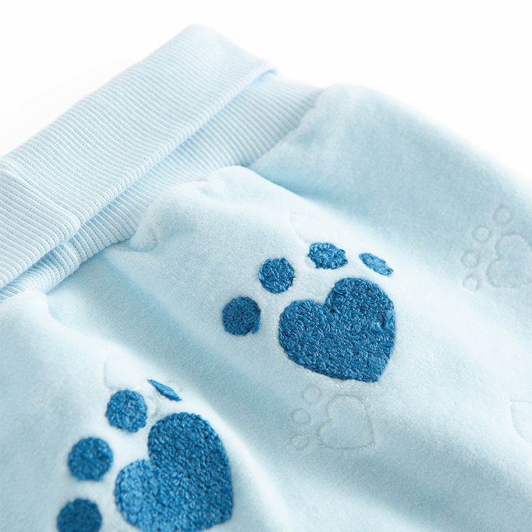 Footless light blue leggings with footprints