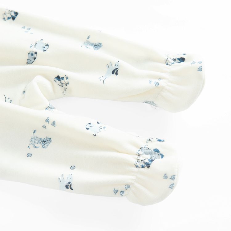 Ecru footed overall with dogs print